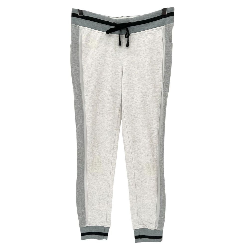 Blanc Noir Joggers Women Size M Pants Stretch Pockets Drawstring Gray Colorblock